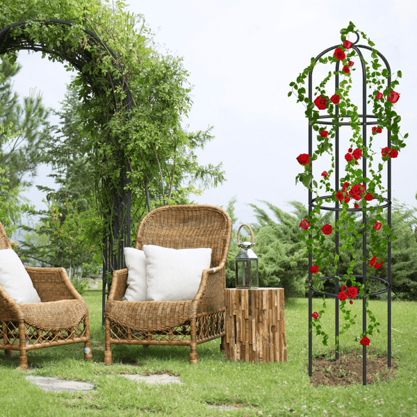 Garden plant support structure for flower beds and planters