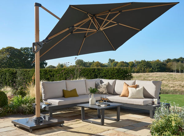Wood look garden parasol