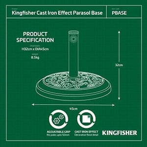 Weighted garden umbrella holder with cast iron effect