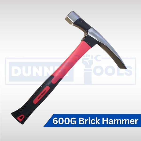 Heavy-duty brick hammer for builders and DIY enthusiasts.