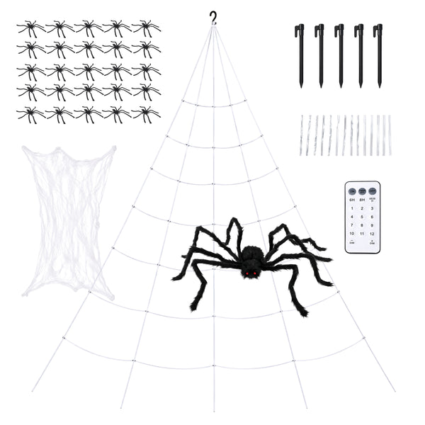 Light up spider web with giant spider