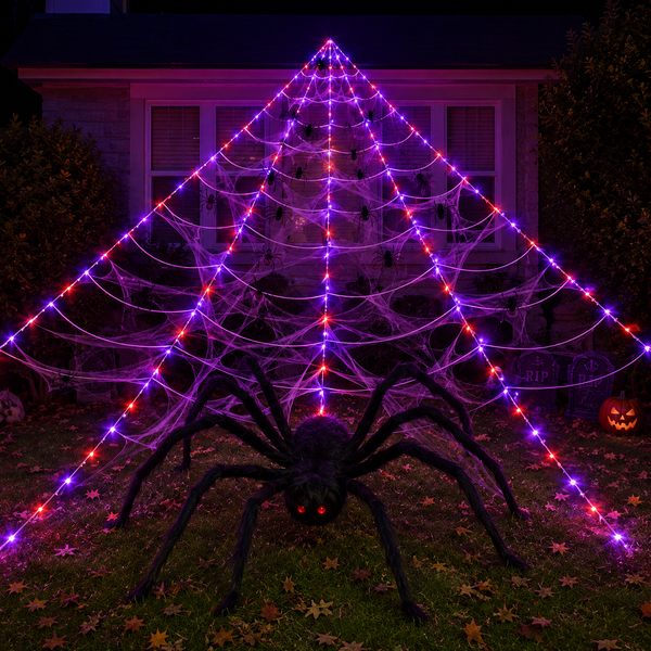 Giant LED spider web Halloween decoration