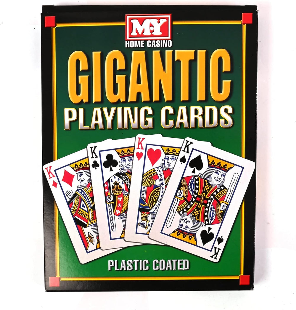 Giant waterproof playing cards in oversized A4 format.