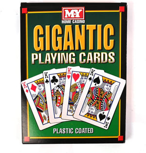 Giant waterproof playing cards in oversized A4 format.