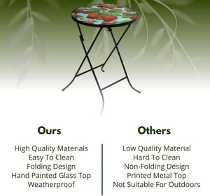 hand painted glass patio table
