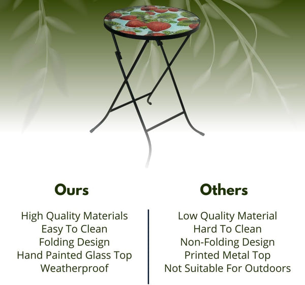 hand painted glass patio table