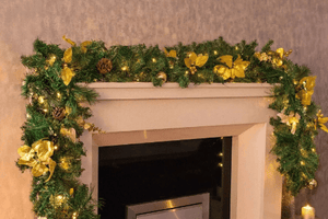 Christmas garland with warm white LED lights