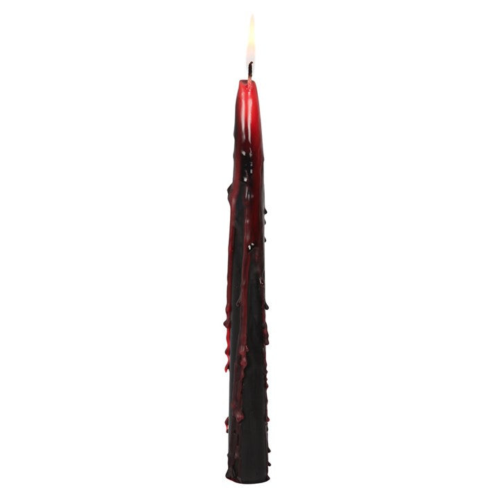 Four vampire blood effect taper candles for Halloween