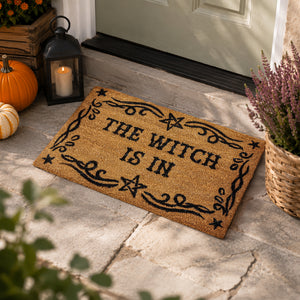 Natural coir witch design doormat