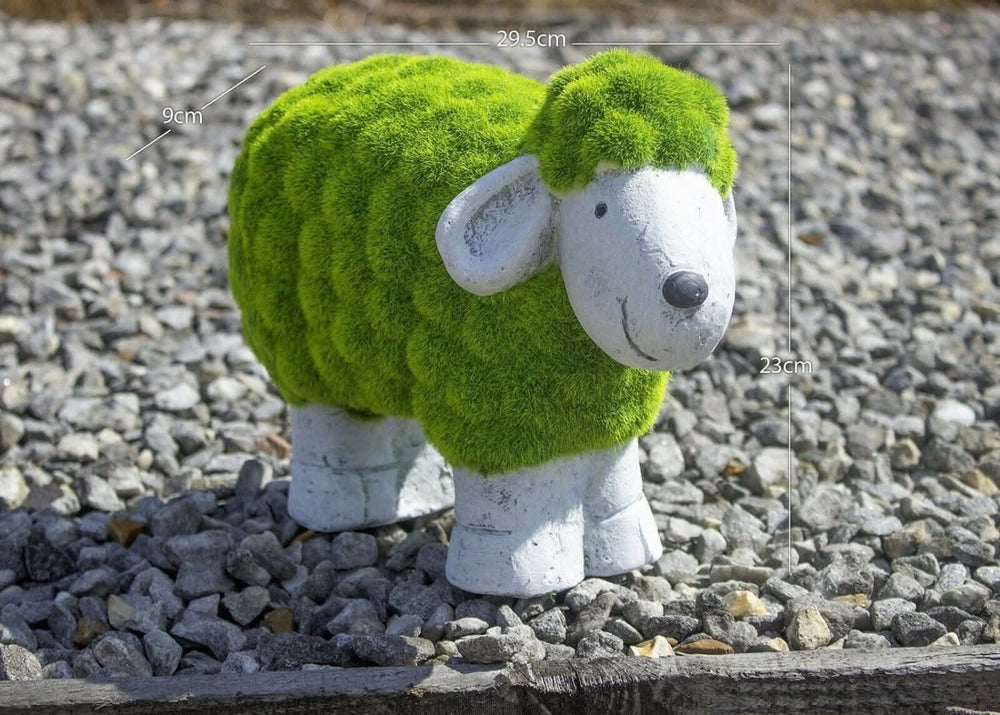 Stone and grass effect sheep garden ornament