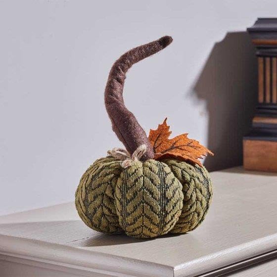 Small green plush pumpkin decoration
