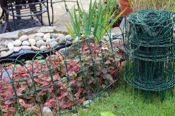 Wire border edging installed beside garden path