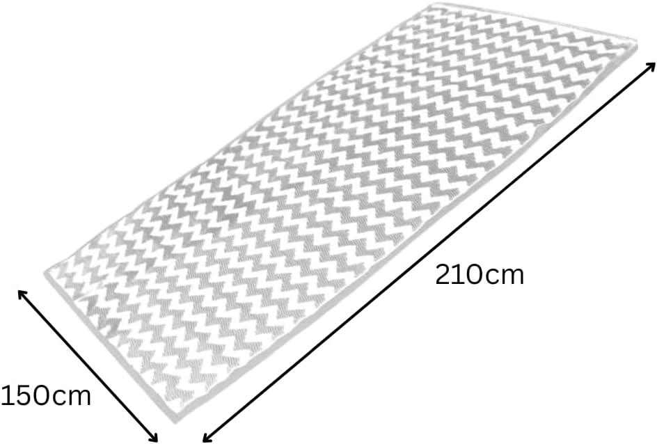 Grey zig zag waterproof outdoor rug
