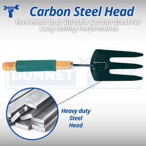 Carbon steel garden fork for flower bed maintenance