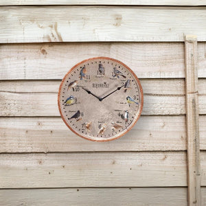 Cottage style wall clock for patio and conservatory.