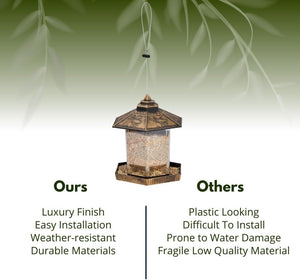Brown gazebo bird feeder for outdoor gardens