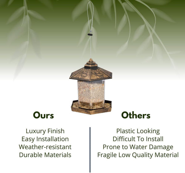Brown gazebo bird feeder for outdoor gardens