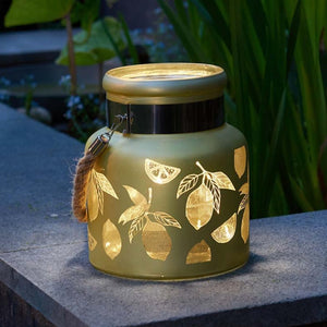 Hanging glass tealight holder with lemon design