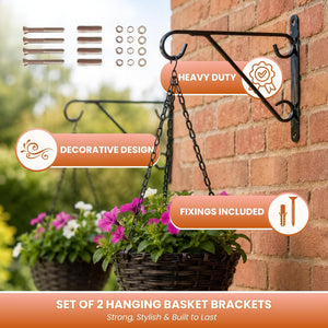 Steel hanging basket brackets black