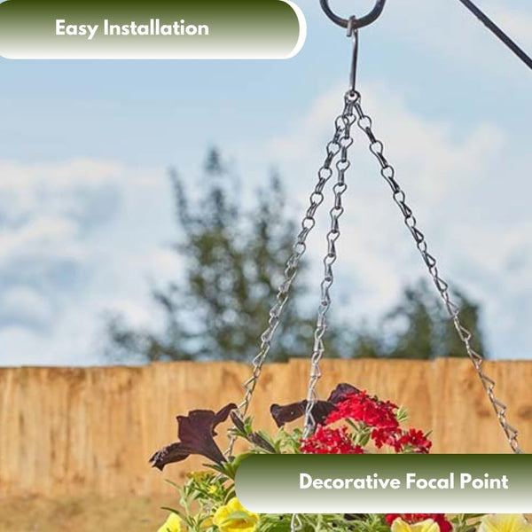 Round grey hanging planter with liner