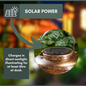 Garden solar lantern with colourful glass panels