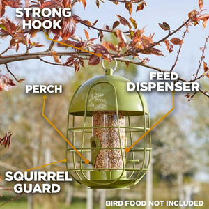 Weatherproof wild bird feeder with cage