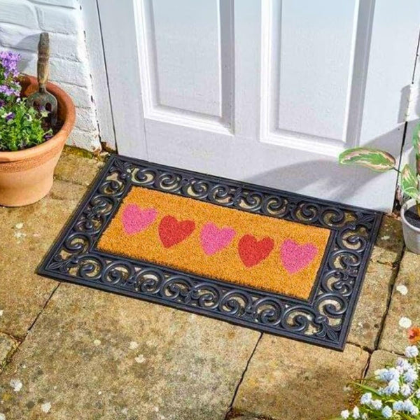 Love heart welcome mat for front door entrance.