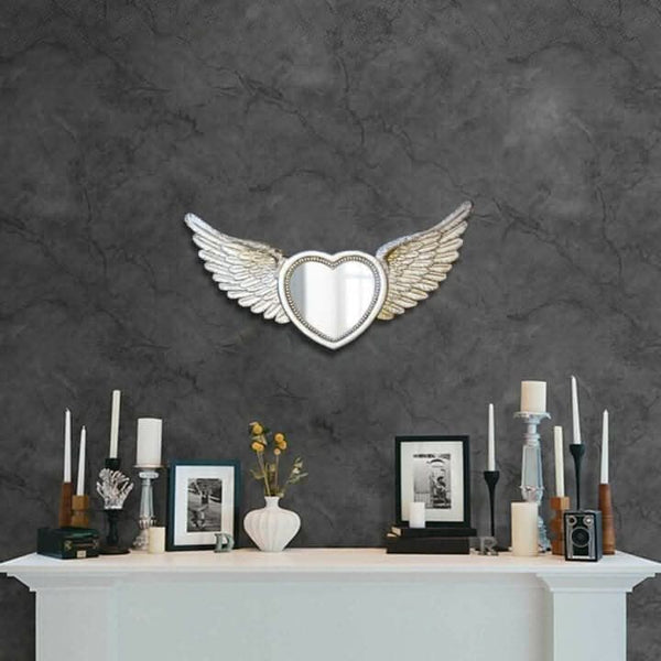 Angel wings photo frame with silver effect finish