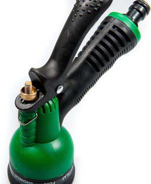 Adjustable spray gun for washing cars and patios.