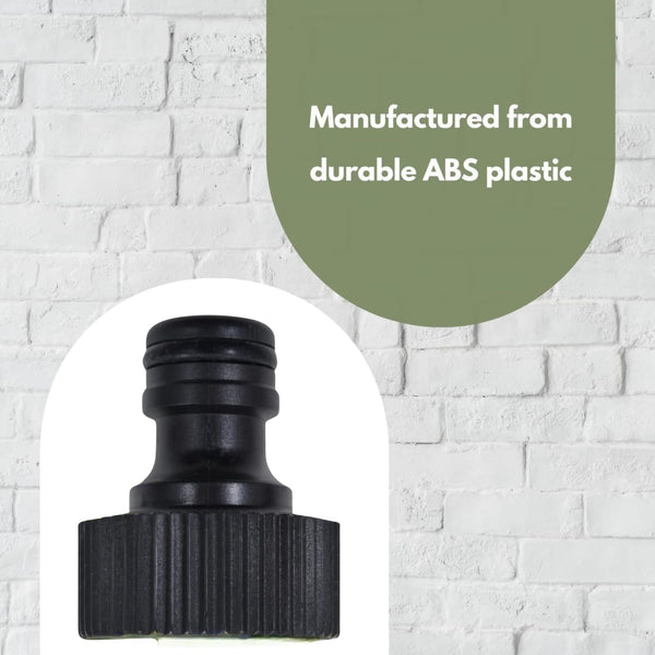 Quick connect garden tap adaptor in black.