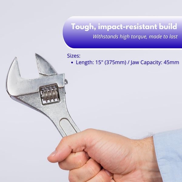 Corrosion resistant adjustable wrench.