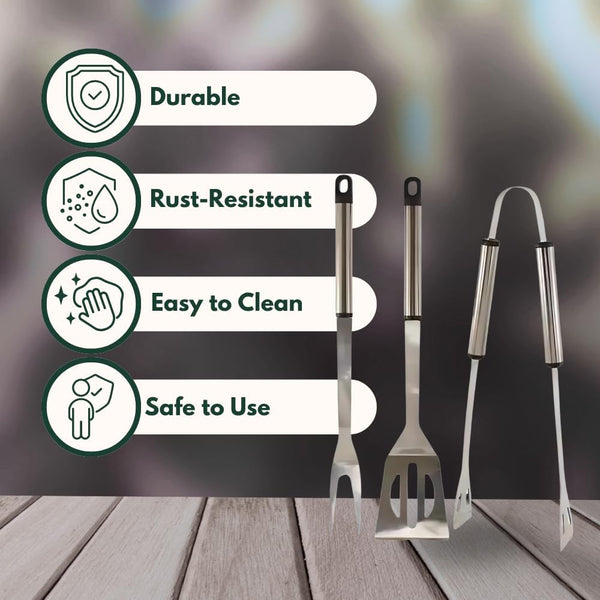 Stainless steel barbecue accessories with long handles