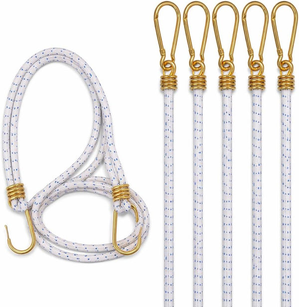 Heavy duty bungee cord with secure metal carabiner clips