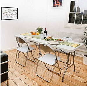 Heavy duty folding table set up for a garden party