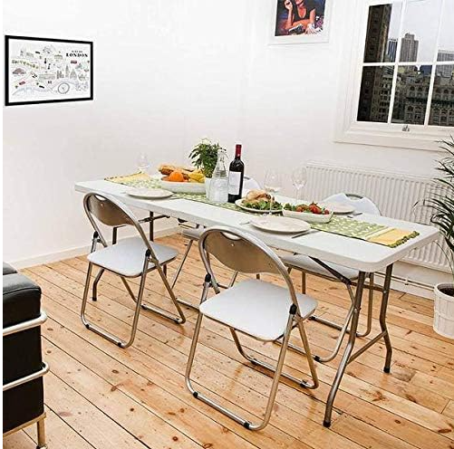 Heavy duty folding table set up for a garden party
