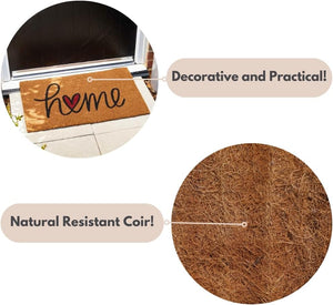 Brown coir welcome doormat.