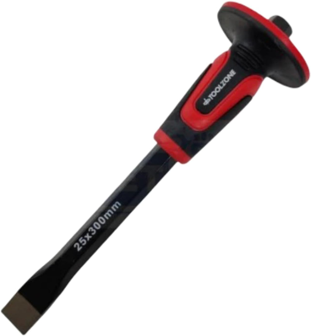 300mm alloy steel cold brick chisel with hand guard.