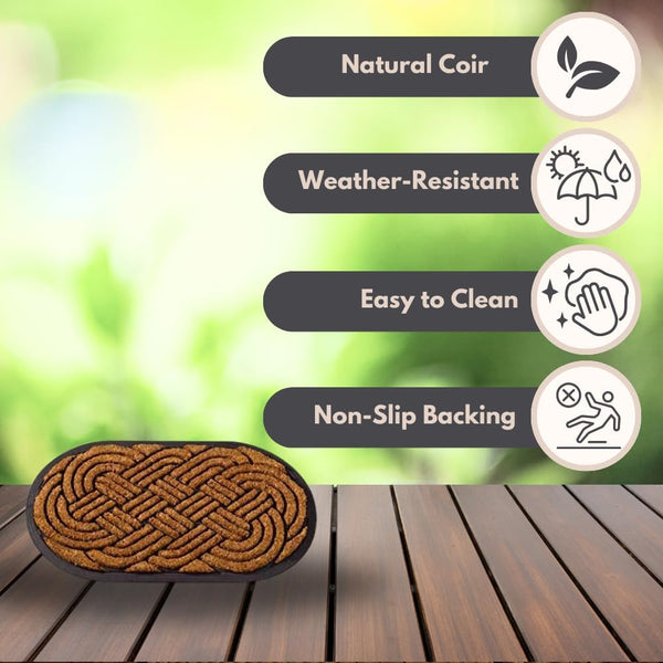 Dirt trapping coir front door mat