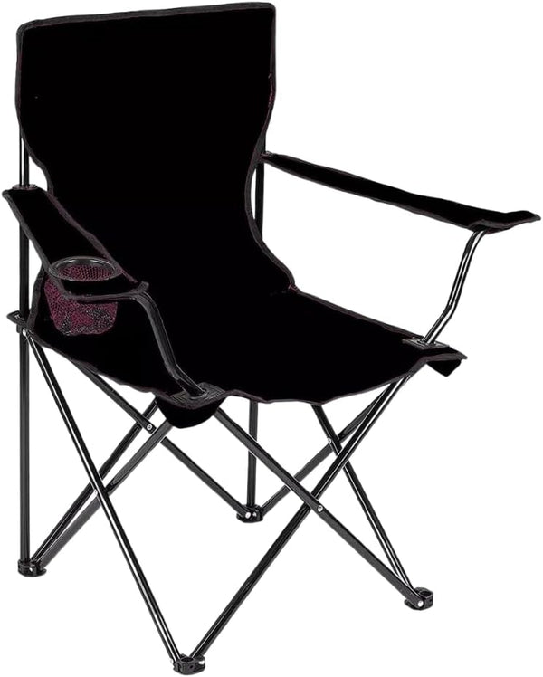 Heavy duty black folding camping chair