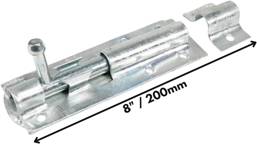 Zinc plated 8 inch sliding door bolt.