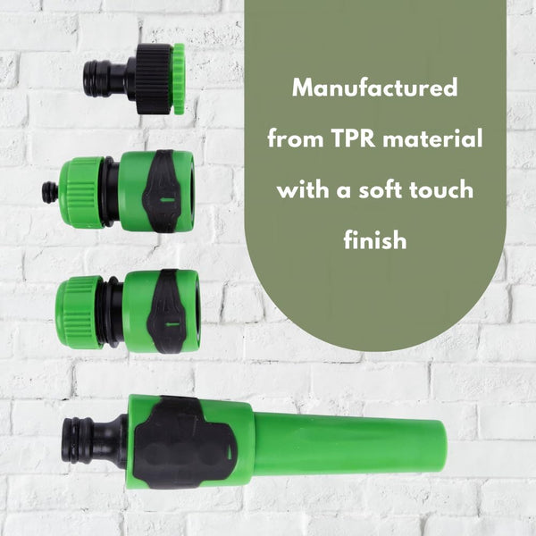 Heavy duty plastic hose connectors.