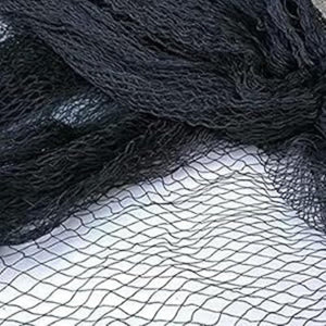 Black heavy duty garden netting protecting fruit trees