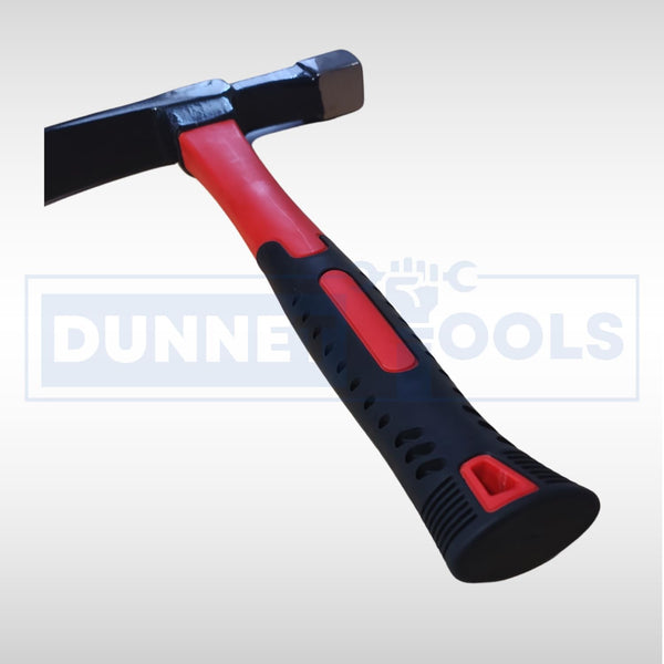 Professional brick hammer featuring ergonomic non-slip grip.