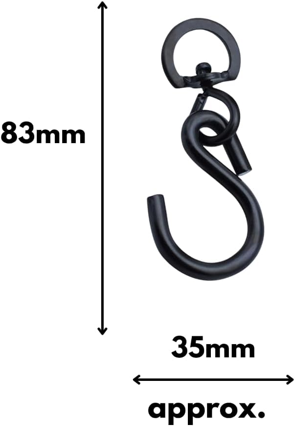 Black swivel hanging basket hooks with D-clasp