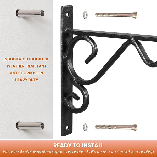 Powder coated steel hanging wall brackets