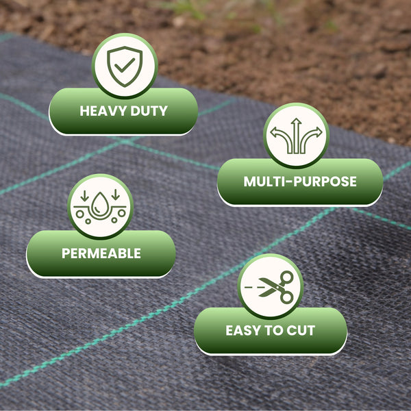 Black weed control ground sheet used in a garden