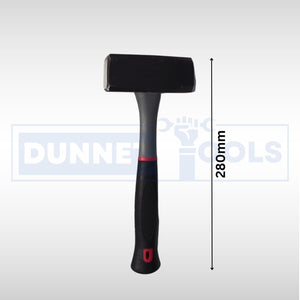 Carbon steel lump hammer for demolition and masonry.
