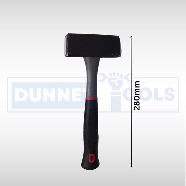 Carbon steel lump hammer for demolition and masonry.