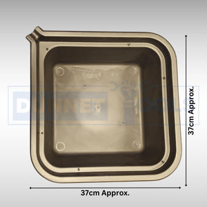 Heavy duty oil drain pan used during oil changes