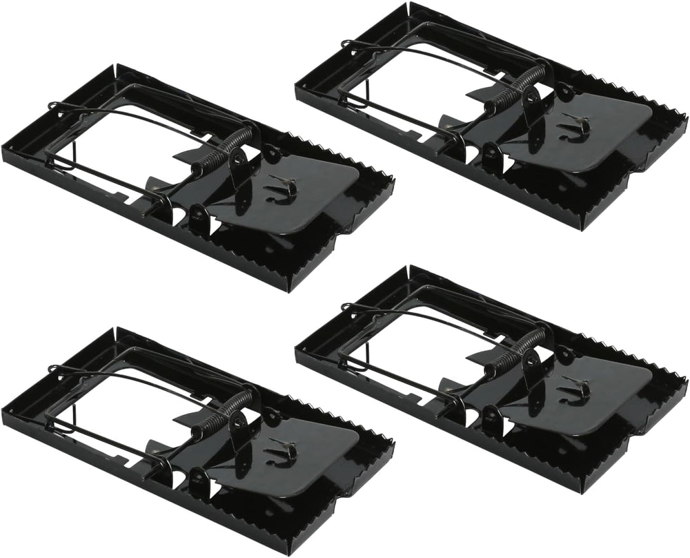 Four reusable heavy-duty metal mouse traps.